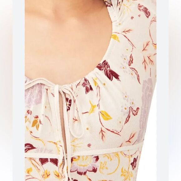 Free People Make It Easy Whats Your Shade Fitted Floral Print Tie Top Sz M - Picture 8 of 8